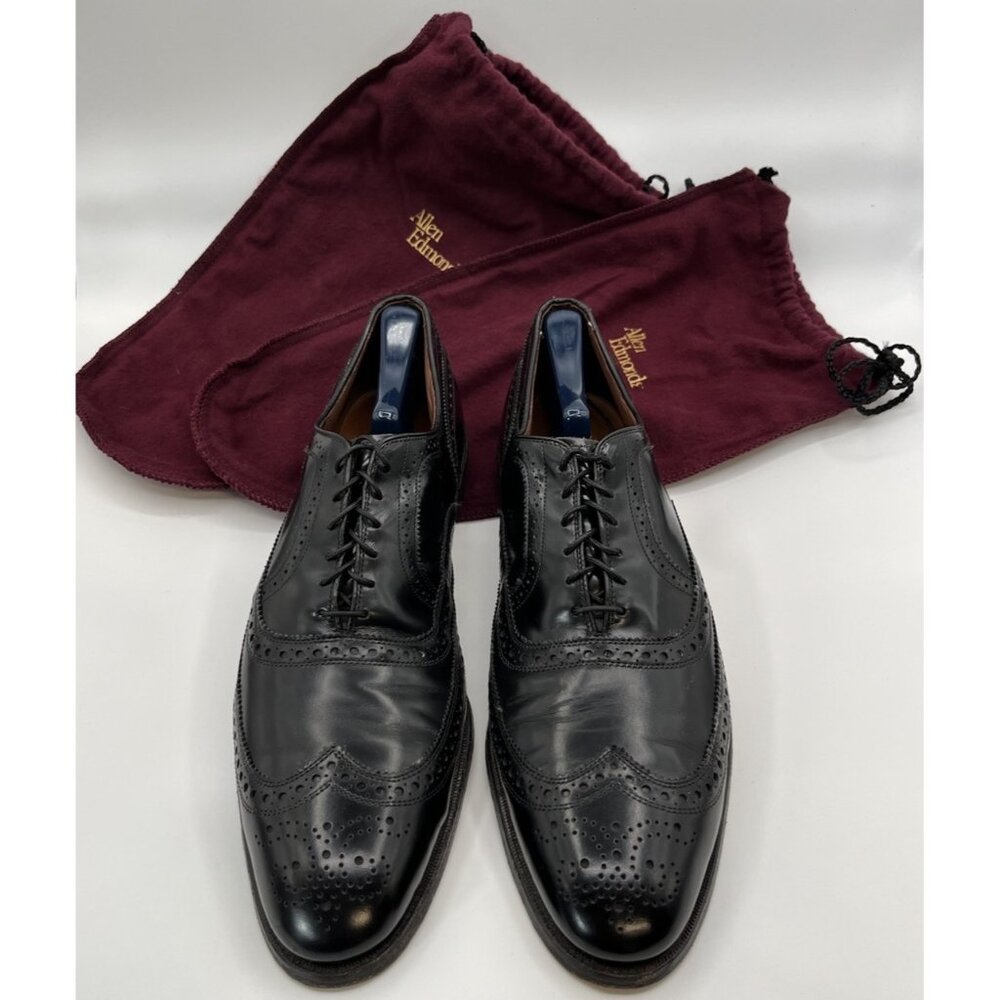 Allen Edmonds McAllister Oxford Wingtip Brogue Black Leather Shoes Size 15AA